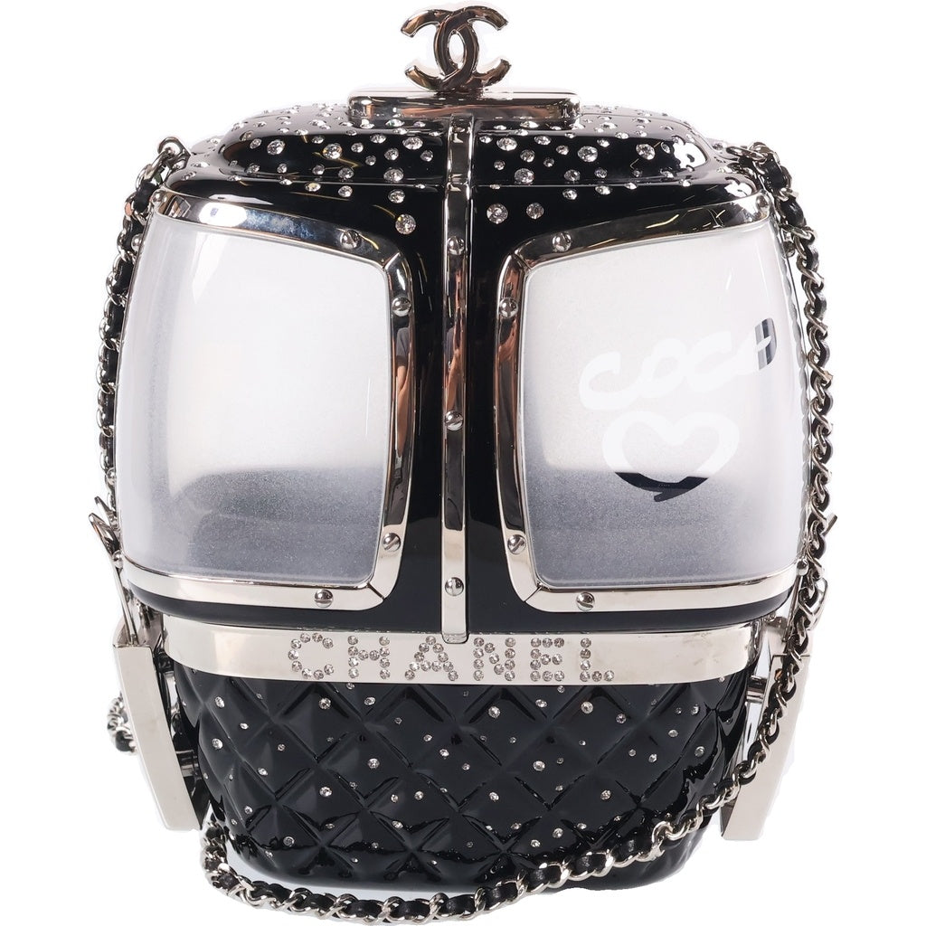 CHANEL(シャネル) ゴンドラ ラインストーン チェーンショルダーバッグ ミニバッグ ブラック シルバー金具 レディース
