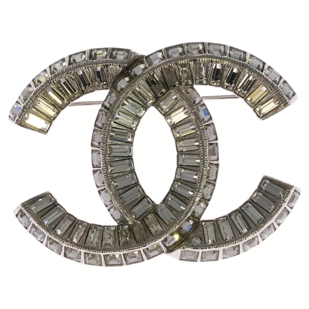CHANEL(シャネル) ココマーク ラインストーン ピンバッジ ブローチ シルバー A23V レディース