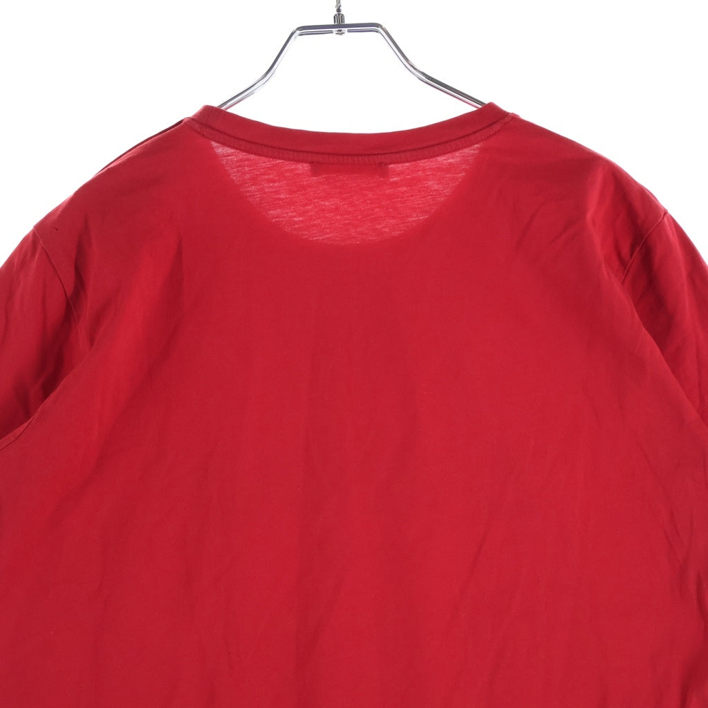 BALMAIN(バルマン) ロゴプリント 袖ボタン コットン 半袖 Tシャツ カットソー #42 レッド