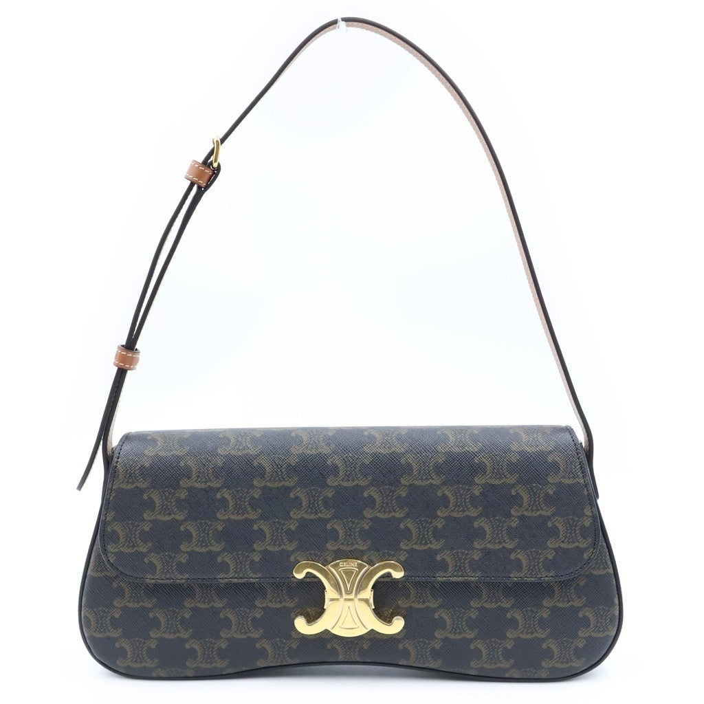 CELINE(セリーヌ) ローラ ミディアム ショルダーバッグ PVC レザー ダークブラウン レディース