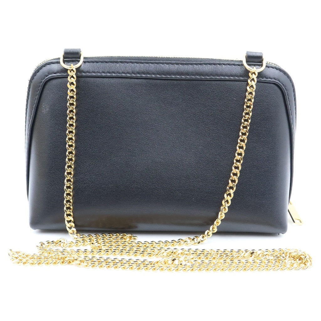 CELINE(セリーヌ) チェーン ショルダーバッグ クラッチトリオンフ キュイル レザー ブラック レディース
