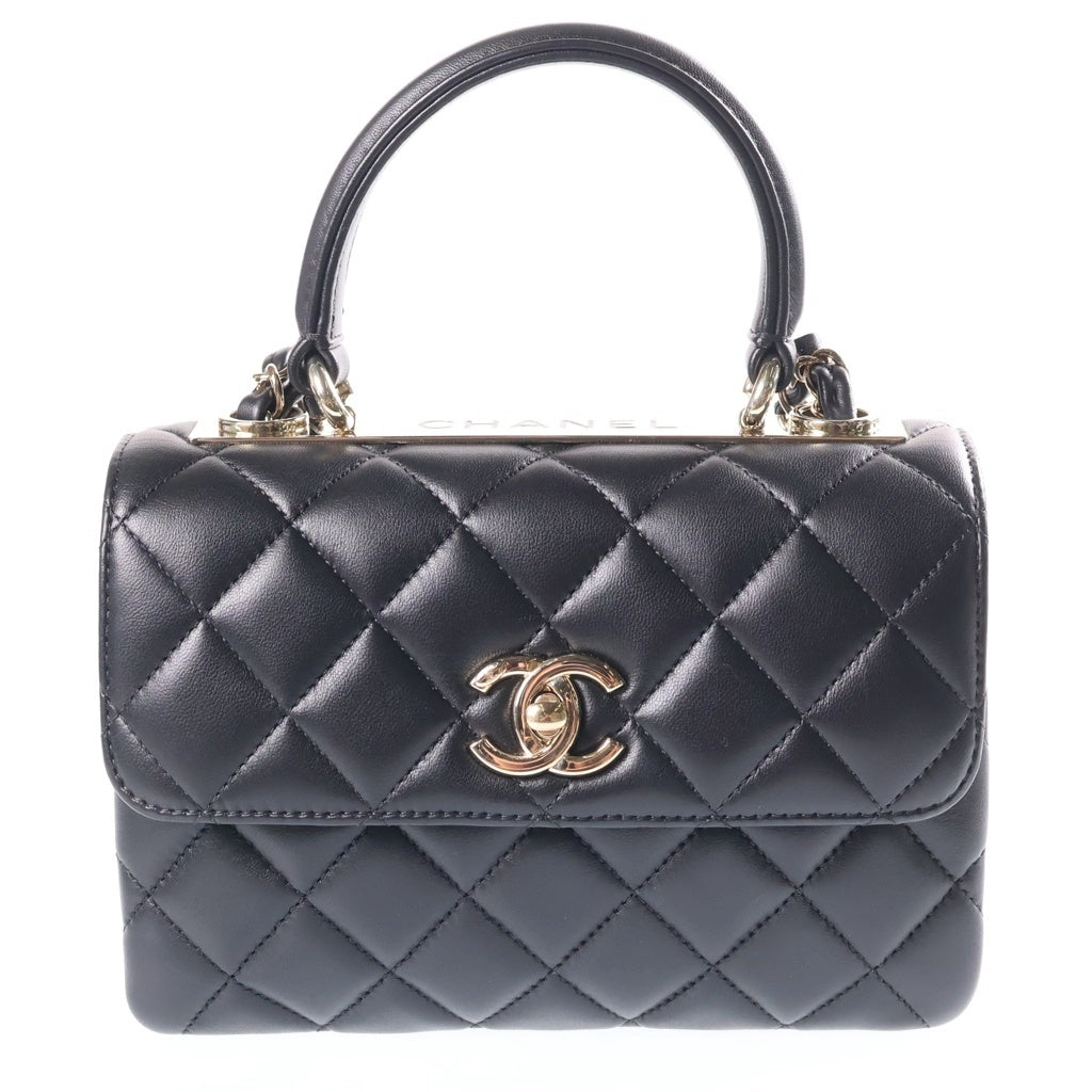 CHANEL(シャネル) マトラッセ トップハンドル トレンディCC W19 2WAYハンドバッグ チェーンショルダーバッグ ブラック レザー AS4654 ゴールド金具 レディース