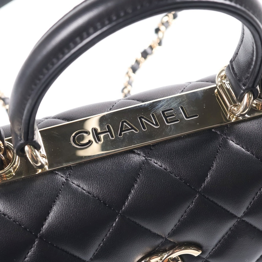 CHANEL(シャネル) マトラッセ トップハンドル トレンディCC W19 2WAYハンドバッグ チェーンショルダーバッグ ブラック レザー AS4654 ゴールド金具 レディース