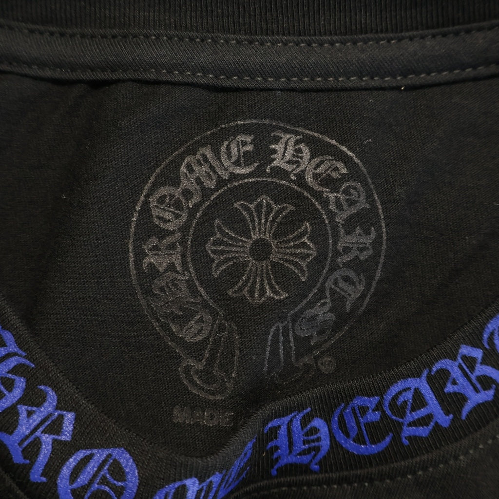 CHROME HEARTS(クロムハーツ) CH T-SHRT 1 オールドイングリッシュ ネックロゴプリントTシャツ ブラック×ブルー #XL