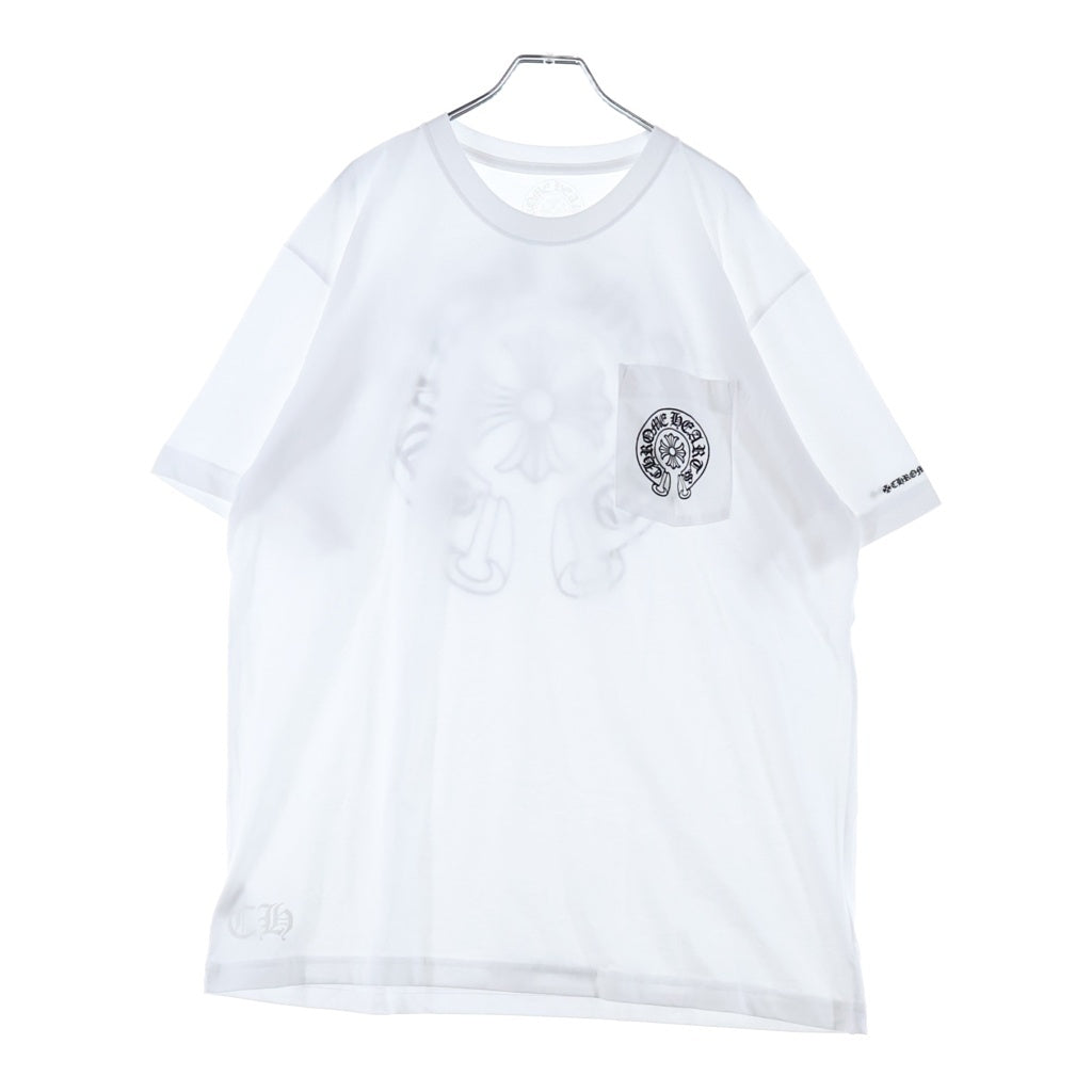 CHROME HEARTS(クロムハーツ) ホースシュー ロゴ ポケット Tシャツ カットソー ホワイト #XL