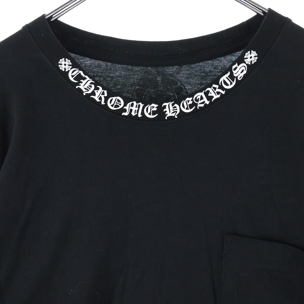 CHROME HEARTS(クロムハーツ) Neck Logo L/S Tee ネックロゴ ファックユー クルーネック長袖Tシャツカットソー ロングスリーブ ロンT ブラック