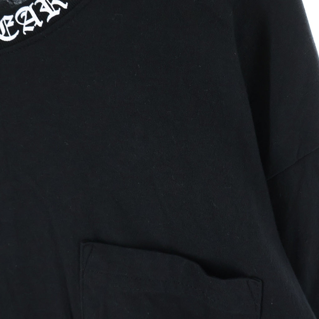CHROME HEARTS(クロムハーツ) Neck Logo L/S Tee ネックロゴ ファックユー クルーネック長袖Tシャツカットソー ロングスリーブ ロンT ブラック