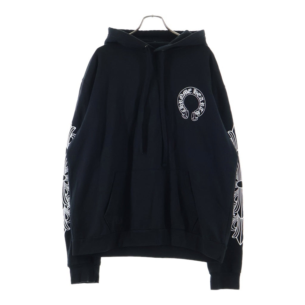 CHROME HEARTS(クロムハーツ) ホースシューバックプリント ロゴパーカー フーディー ブラック #L