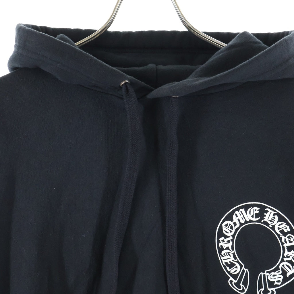 CHROME HEARTS(クロムハーツ) ホースシューバックプリント ロゴパーカー フーディー ブラック #L