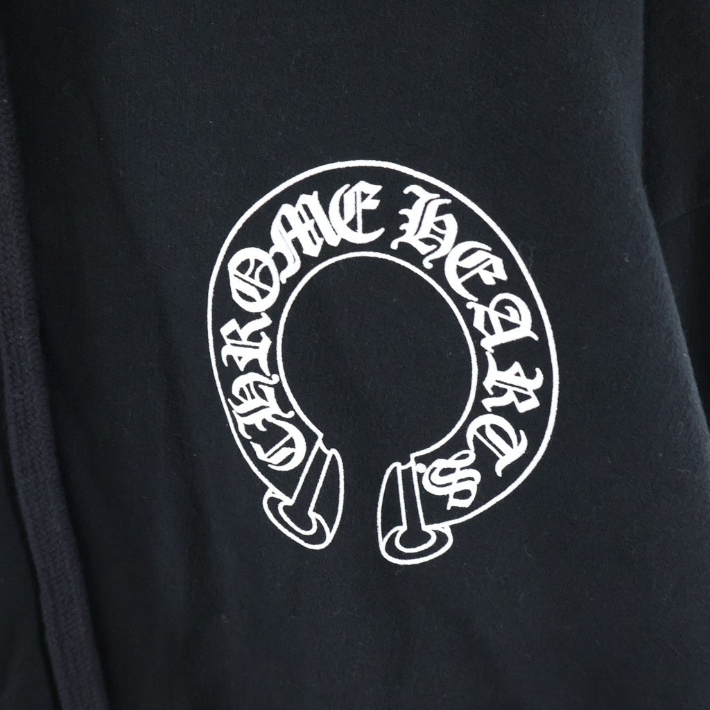 CHROME HEARTS(クロムハーツ) ホースシューバックプリント ロゴパーカー フーディー ブラック #L