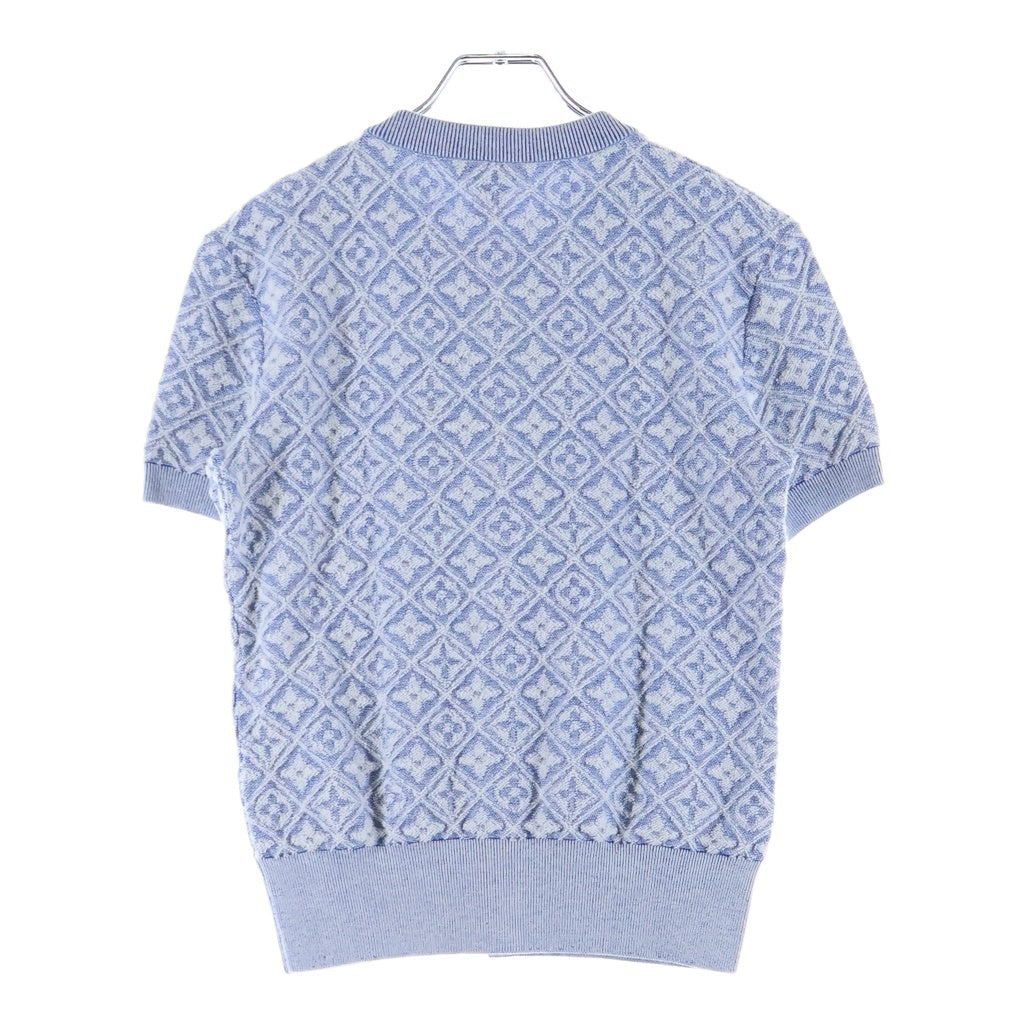 LOUIS VUITTON(ルイヴィトン) 26AW モノグラム タウアリング クルーネック 半袖 ニット カーディガン ライトブルー 1AK05Y RW262WW 775 FVKC30 レディース