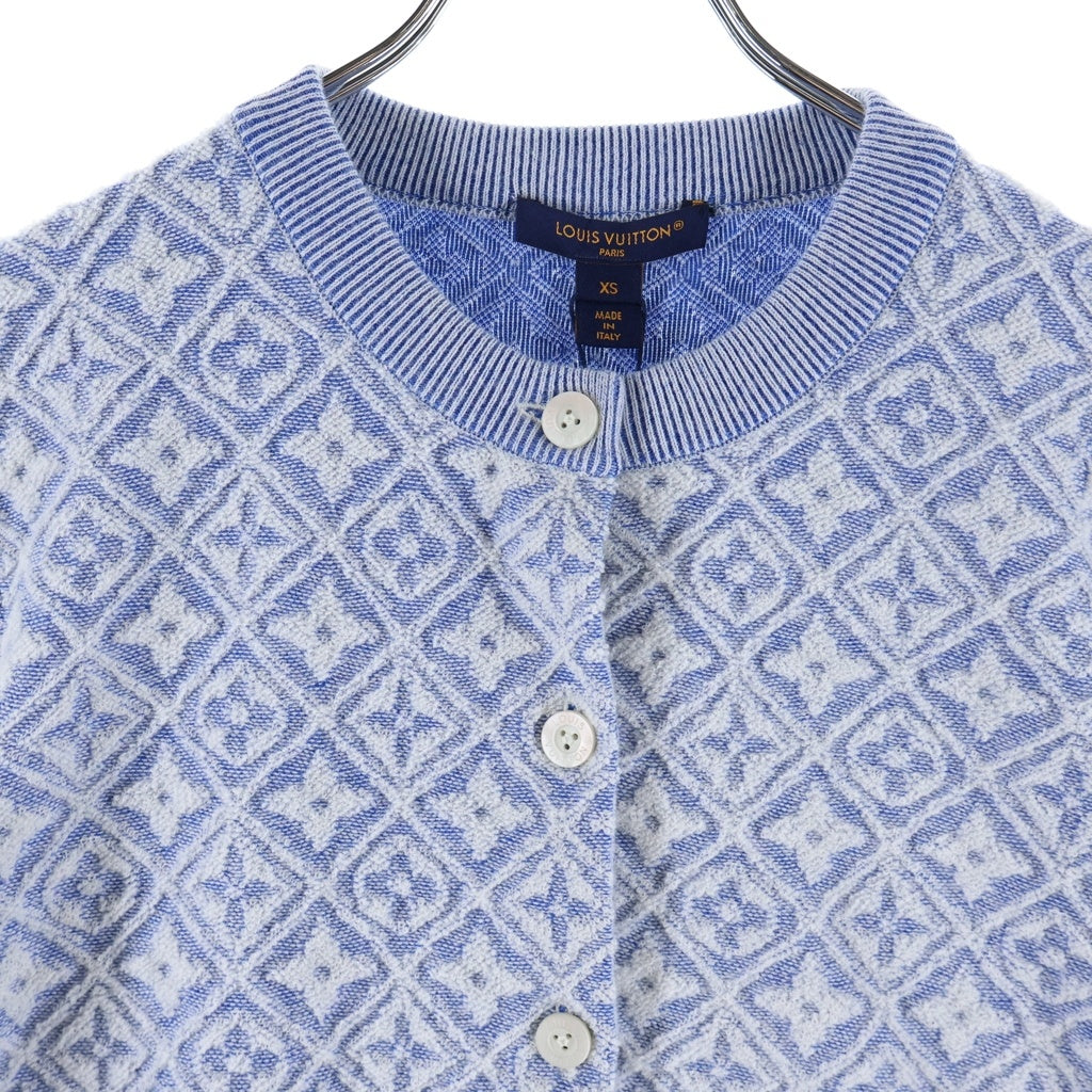 LOUIS VUITTON(ルイヴィトン) 26AW モノグラム タウアリング クルーネック 半袖 ニット カーディガン ライトブルー 1AK05Y RW262WW 775 FVKC30 レディース