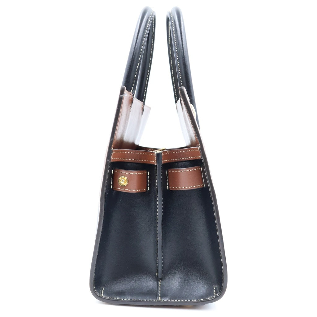 BURBERRY(バーバリー) タイトル ミニ ノバチェック 2WAYハンドバッグ ショルダーバッグ ブラウン×ブラック レザー ゴールド金具 レディース
