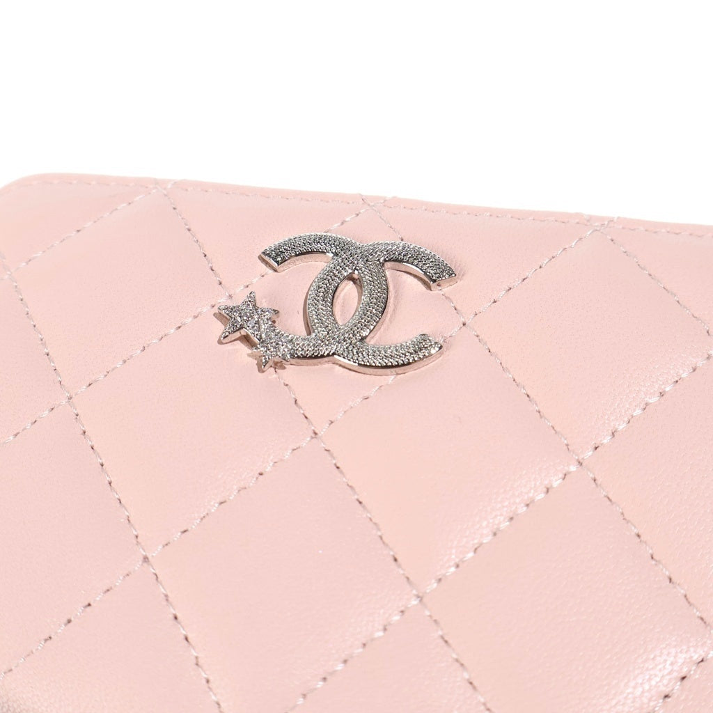 CHANEL(シャネル) マトラッセ ココマークスター コインパース ミニ財布 ウォレット ピンク ラムスキン AP3728 シルバー金具 レディース