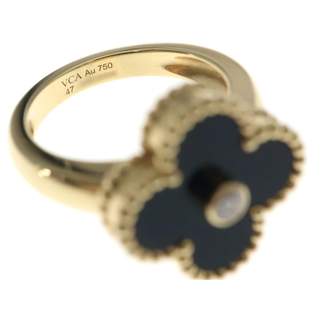 Van Cleef & Arpels(ヴァンクリーフアンドアーペル) ヴィンテージアルハンブラ オニキス 1Pダイヤ リング イエローゴールド×ブラック Au750YG #47 VCARA41047 レディース