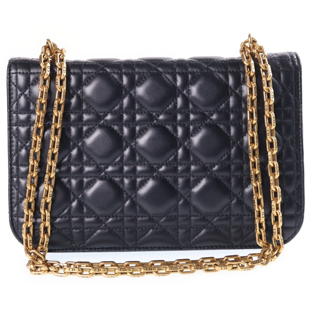 Christian Dior(クリスチャンディオール) アディクト カナージュ チェーンショルダーバッグ ブラック レザー ゴールド金具 レディース