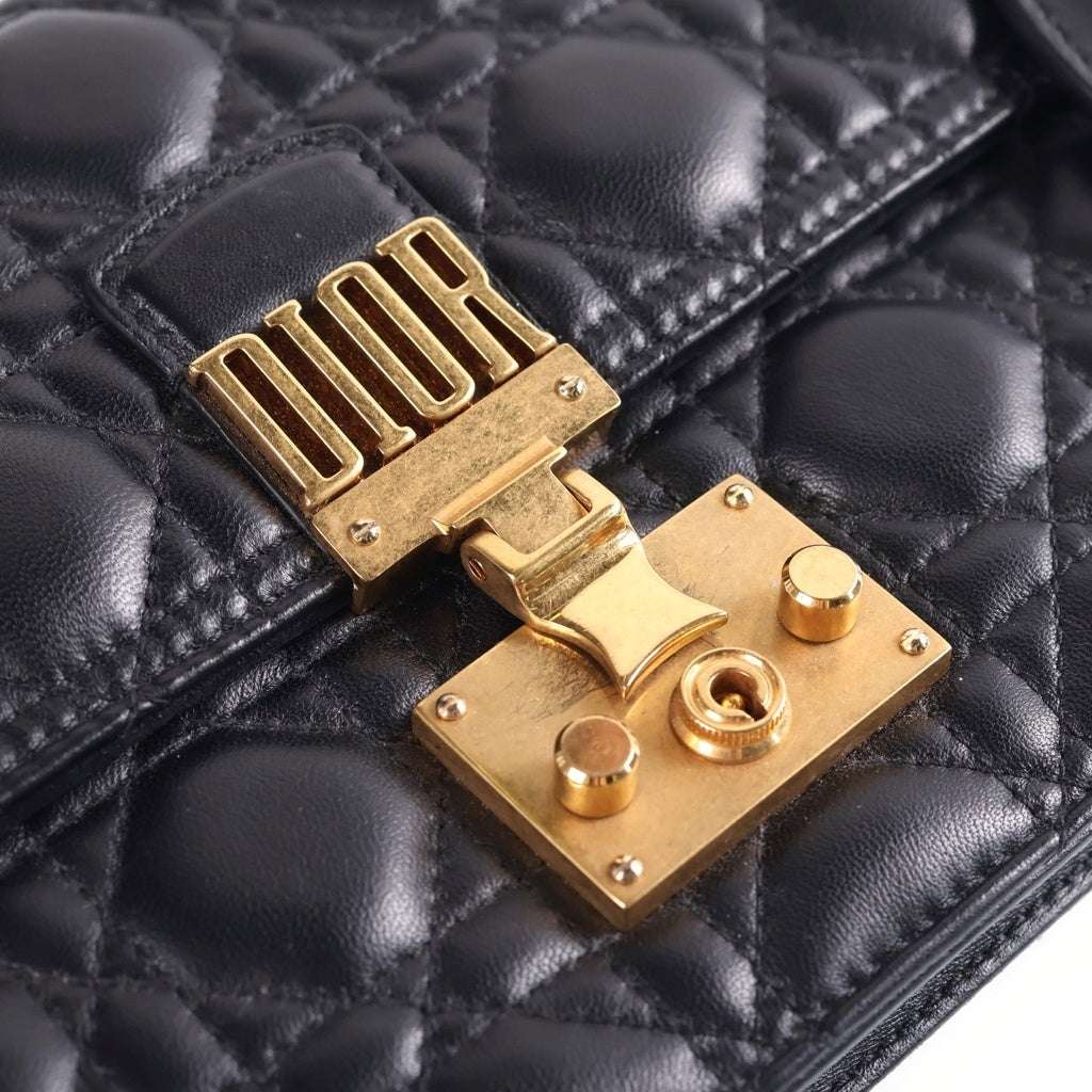 Christian Dior(クリスチャンディオール) アディクト カナージュ チェーンショルダーバッグ ブラック レザー ゴールド金具 レディース