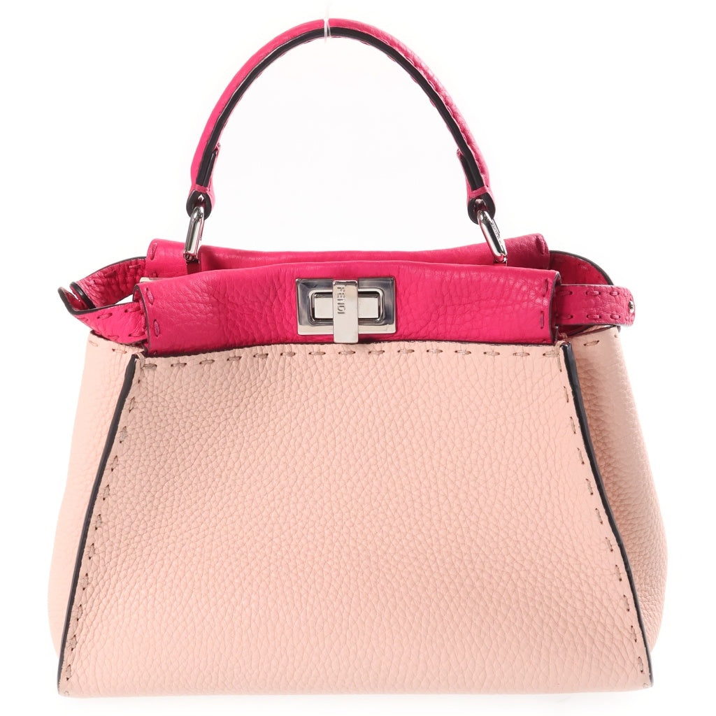 FENDI(フェンディ) ピーカブー セレリア ミニ 2WAYハンドバッグ ショルダーバッグ バイカラー ピンク レザー 8BN244 シルバー金具 レディース