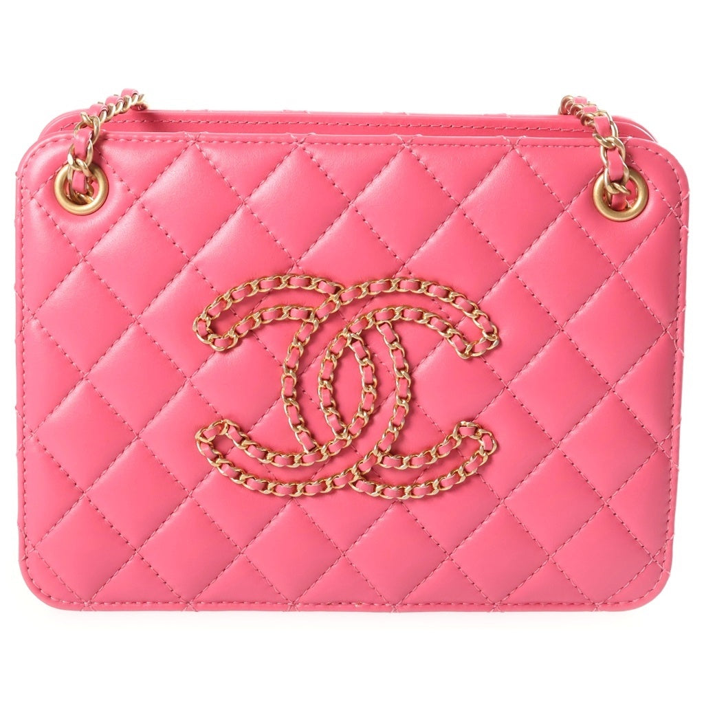 CHANEL(シャネル) マトラッセ ココマーク チェーンショルダーバッグ ピンク ラムスキン 30番台 AS1750 ゴールド金具 レディース