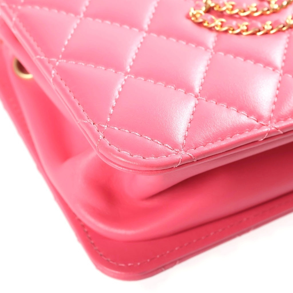 CHANEL(シャネル) マトラッセ ココマーク チェーンショルダーバッグ ピンク ラムスキン 30番台 AS1750 ゴールド金具 レディース