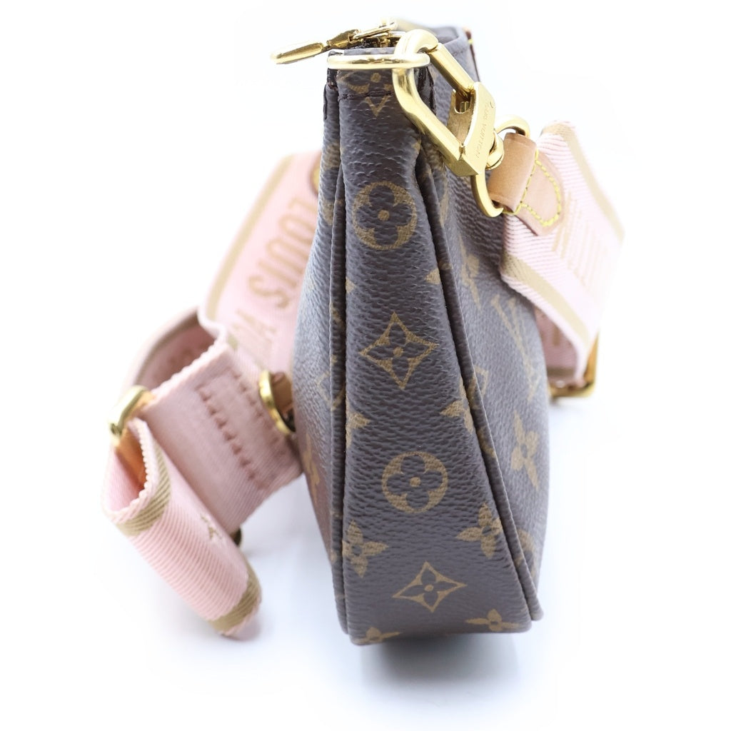 LOUIS VUITTON(ルイヴィトン) モノグラム ミュルティ・ポシェット・アクセソワール ショルダーバッグ ブラック×ピンク レザー×PVC M44840 ゴールド金具 レディース