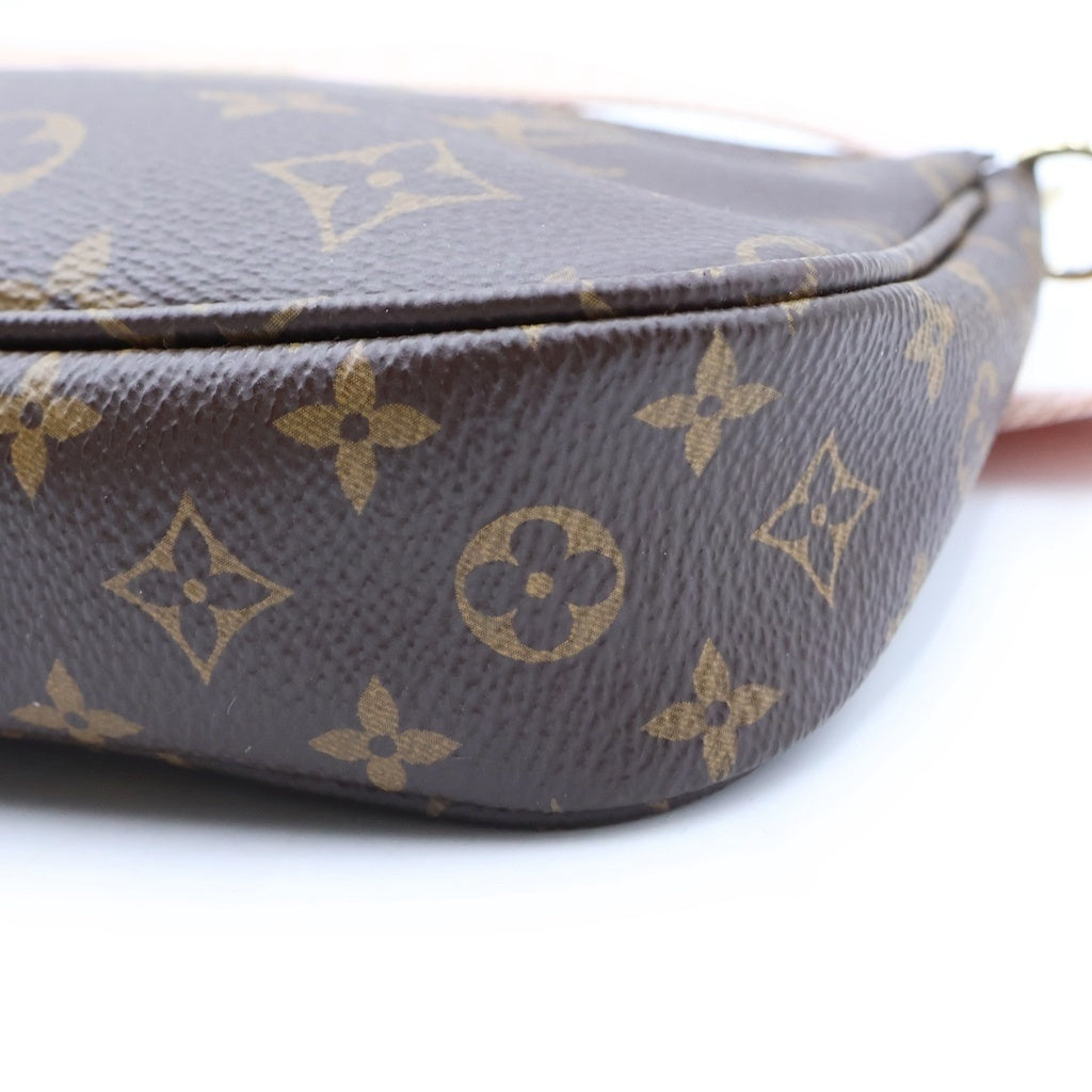 LOUIS VUITTON(ルイヴィトン) モノグラム ミュルティ・ポシェット・アクセソワール ショルダーバッグ ブラック×ピンク レザー×PVC M44840 ゴールド金具 レディース