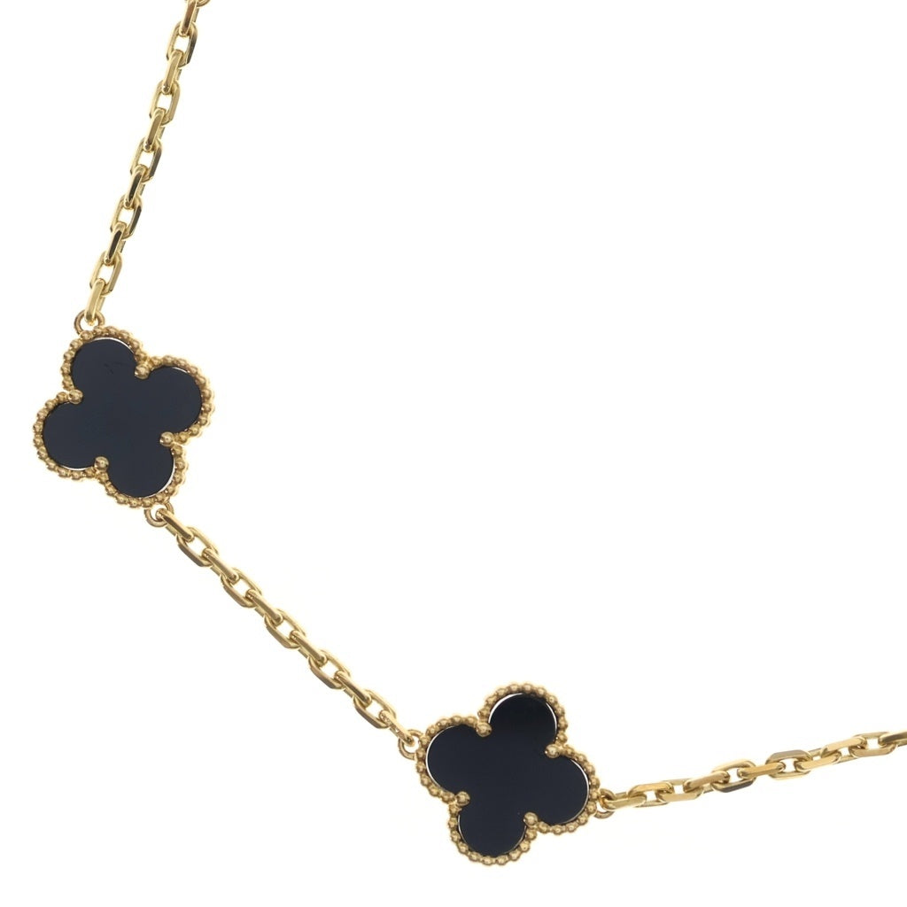 Van Cleef & Arpels(ヴァンクリーフアンドアーペル) ヴィンテージアルハンブラ オニキス 20P ネックレス ブラック×イエローゴールド K18YG レディース