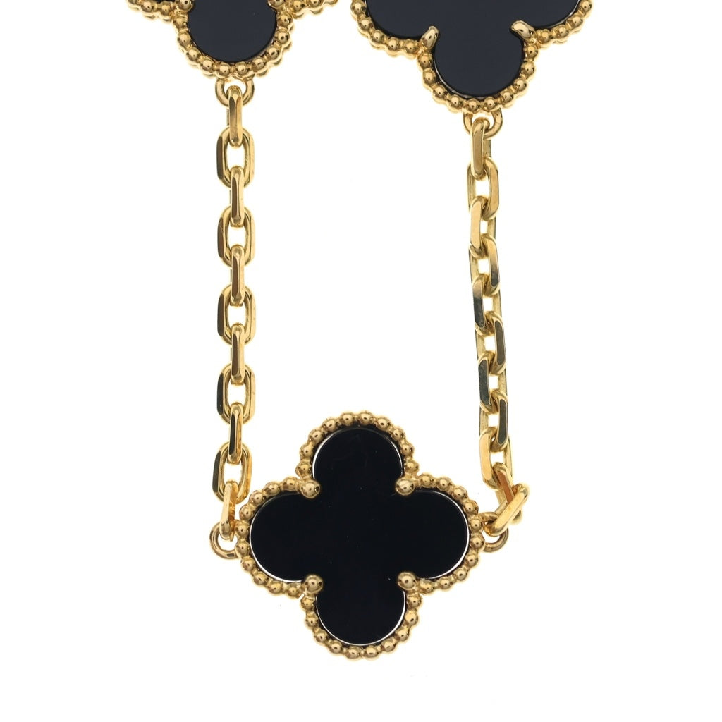 Van Cleef & Arpels(ヴァンクリーフアンドアーペル) ヴィンテージアルハンブラ オニキス 20P ネックレス ブラック×イエローゴールド K18YG レディース