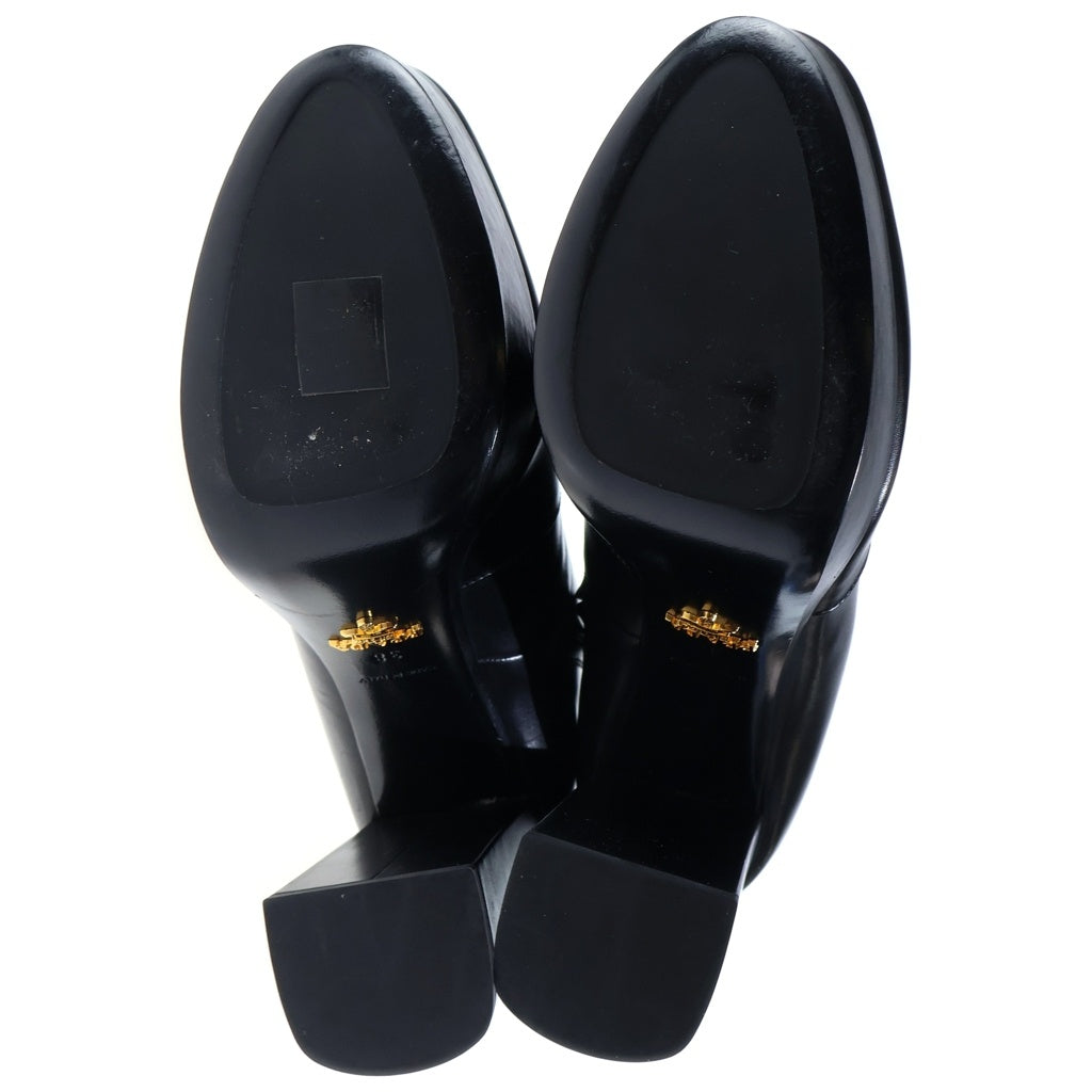 PRADA(プラダ) サイドジップ ヒールブーツ ブラック レザー レディース