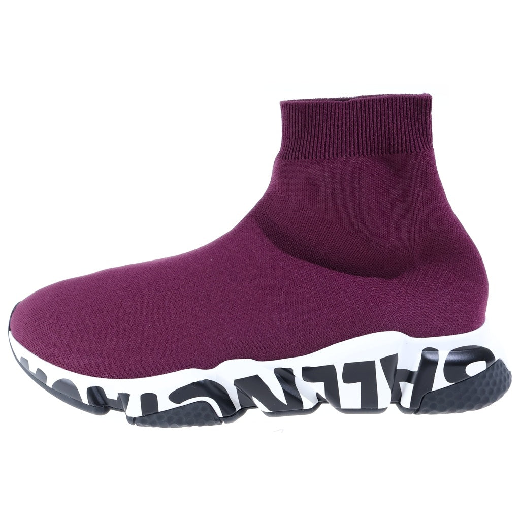 BALENCIAGA(バレンシアガ) SPEED GRAFFITI TRAINER スピード グラフィティ トレーナー ロゴプリント ハイカット ソックス シューズ スニーカー ボルドー 605972