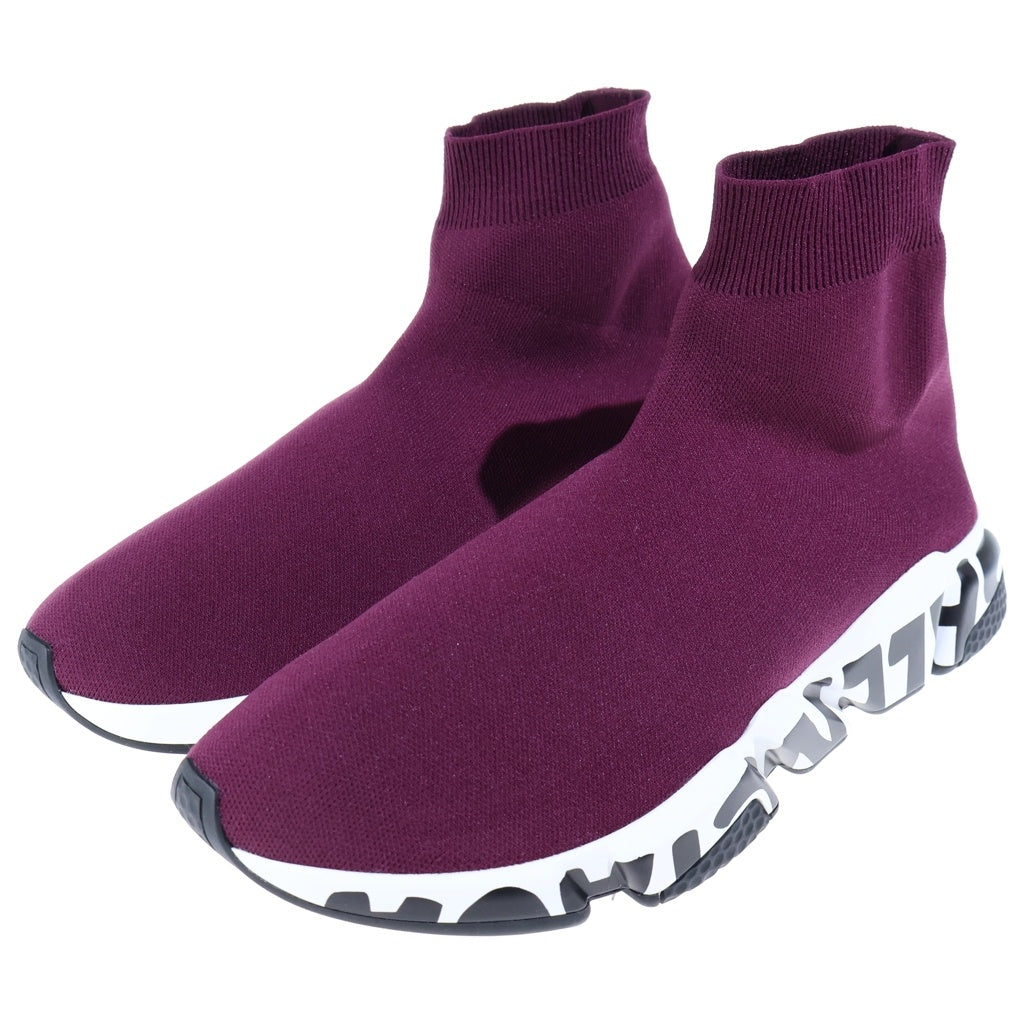 BALENCIAGA(バレンシアガ) SPEED GRAFFITI TRAINER スピード グラフィティ トレーナー ロゴプリント ハイカット ソックス シューズ スニーカー ボルドー 605972