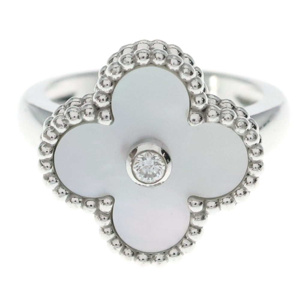 Van Cleef & Arpels(ヴァンクリーフアンドアーペル) ヴィンテージ アルハンブラ マザーオブパール 1PD リング Au750 K18WG ホワイトゴールド JG757906 レディース