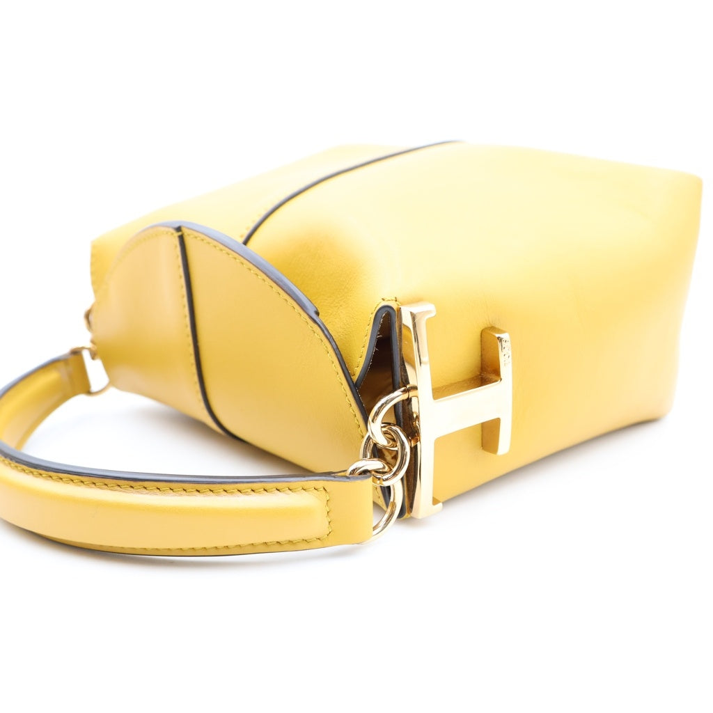 TOD'S(トッズ) Tケース 2WAYハンドバッグ ショルダーバッグ マイクロ マスタードイエロー レザー ゴールド金具 レディース