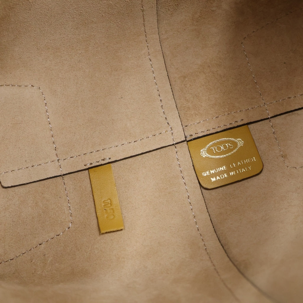 TOD'S(トッズ) Tケース 2WAYハンドバッグ ショルダーバッグ マイクロ マスタードイエロー レザー ゴールド金具 レディース