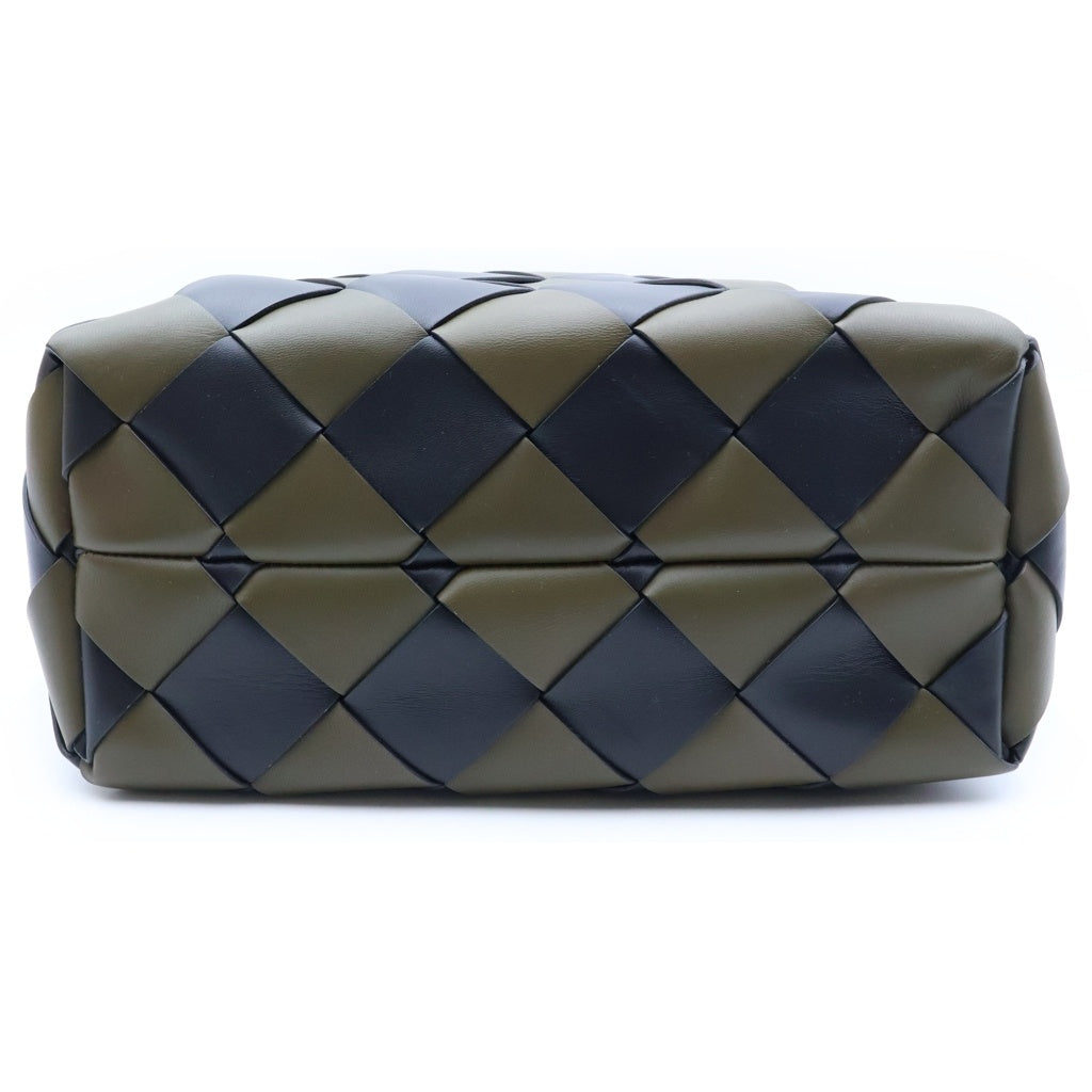 BOTTEGA VENETA(ボッテガヴェネタ) マキシカバ イントレチャート 2WAYハンドバッグ ショルダーバッグ トートバッグ バイカラー カーキ×ブラック レザー ゴールド金具 レディース
