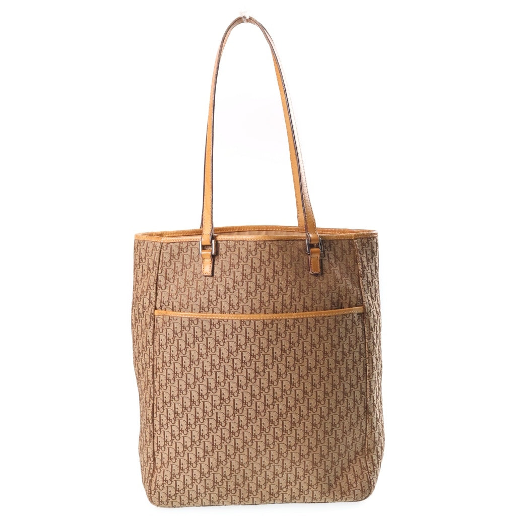 Christian Dior MONSIEUR(クリスチャンディオールムッシュ) トロッター キャンバス レザー ショルダー トートバッグ シルバー金具 ベージュ/ブラウン レディース