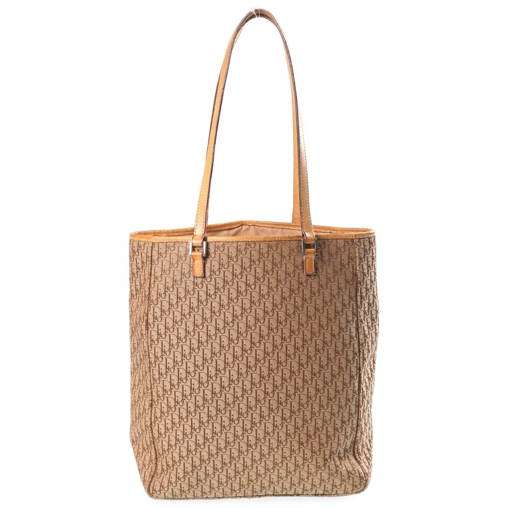 Christian Dior MONSIEUR(クリスチャンディオールムッシュ) トロッター キャンバス レザー ショルダー トートバッグ シルバー金具 ベージュ/ブラウン レディース