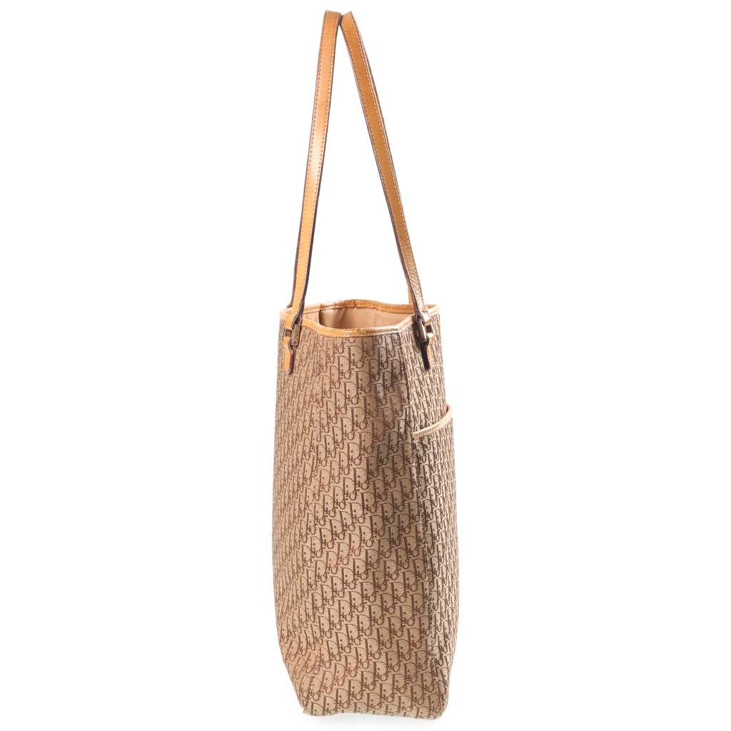 Christian Dior MONSIEUR(クリスチャンディオールムッシュ) トロッター キャンバス レザー ショルダー トートバッグ シルバー金具 ベージュ/ブラウン レディース