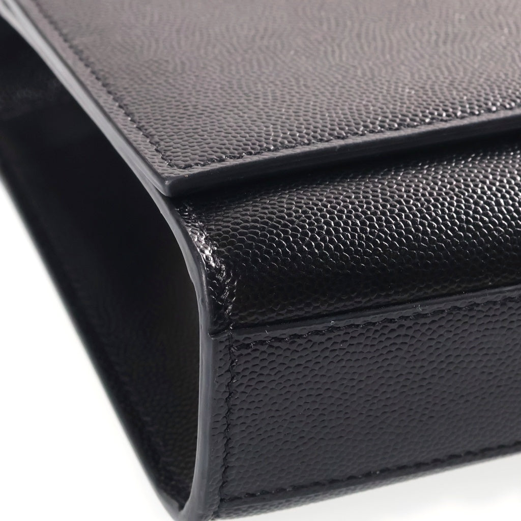SAINT LAURENT PARIS(サンローランパリ) ケイト ミディアム チェーンショルダーバッグ ブラック キャビアスキン シルバー金具 364021 レディース