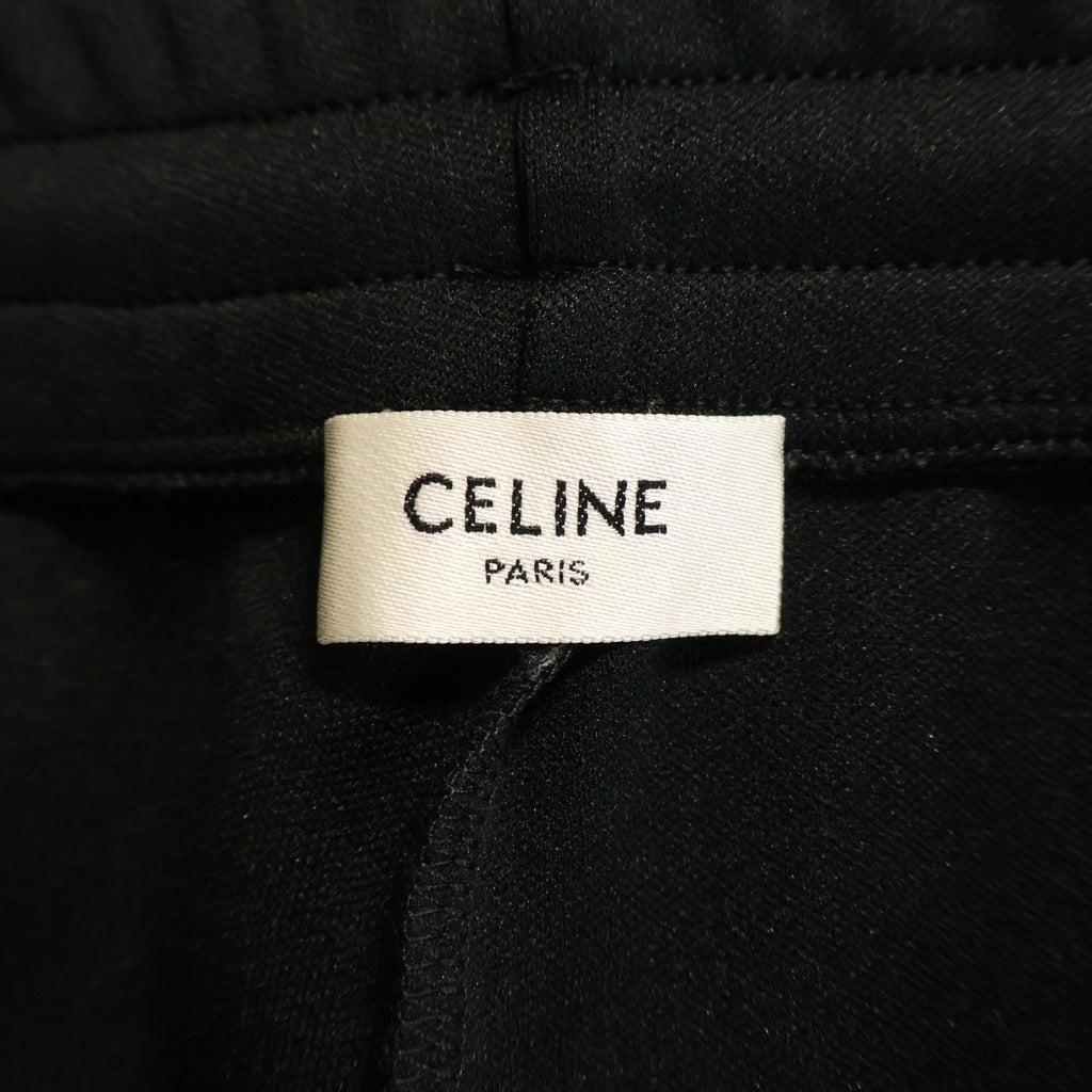 CELINE(セリーヌ) ダブルフェイスジャージー サイドライントラックロングパンツ ブラック×レッド 2Z556121