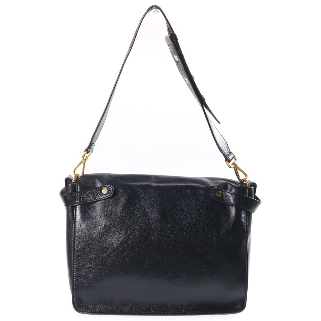 FENDI(フェンディ) キャンユー ラージ レザー ショルダーバッグ ゴールド金具 ブラック 8BT314