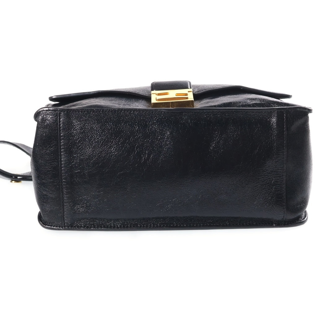 FENDI(フェンディ) キャンユー ラージ レザー ショルダーバッグ ゴールド金具 ブラック 8BT314