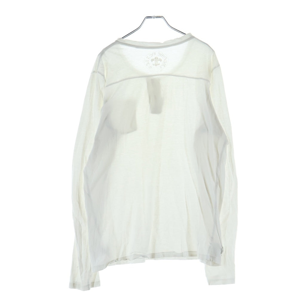 CHROME HEARTS(クロムハーツ) OLD CRS BALL BUTTON L/S TEE クロスボールボタン ヘンリーネック 長袖Tシャツ カットソー ホワイト