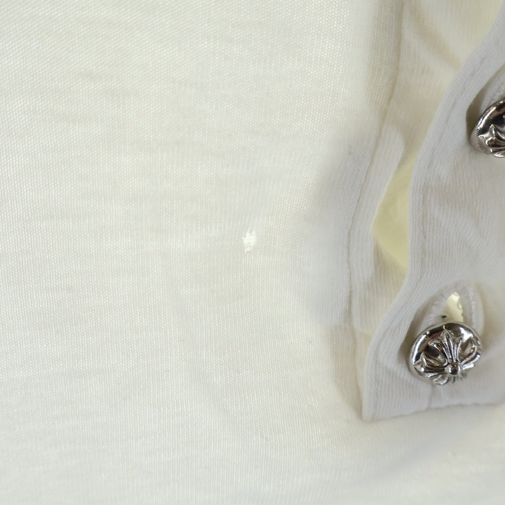 CHROME HEARTS(クロムハーツ) OLD CRS BALL BUTTON L/S TEE クロスボールボタン ヘンリーネック 長袖Tシャツ カットソー ホワイト