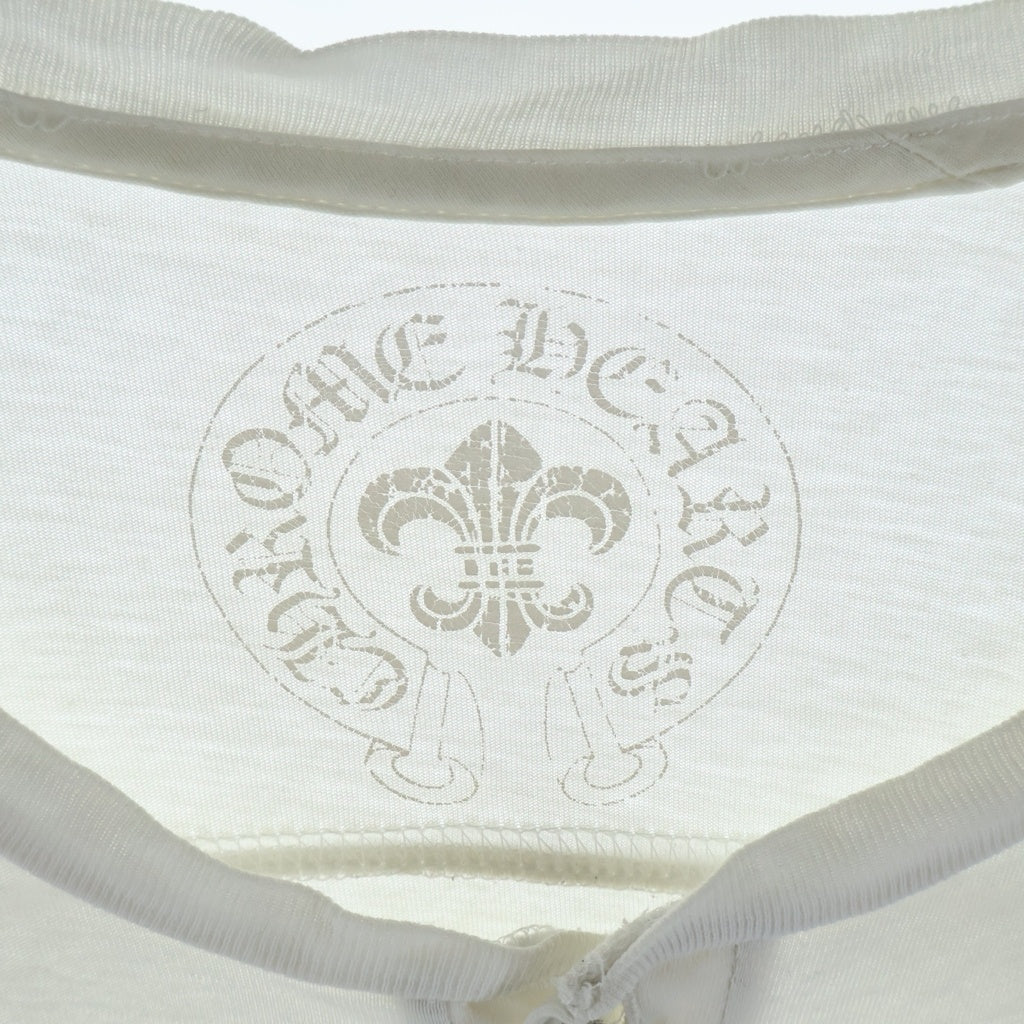CHROME HEARTS(クロムハーツ) OLD CRS BALL BUTTON L/S TEE クロスボールボタン ヘンリーネック 長袖Tシャツ カットソー ホワイト
