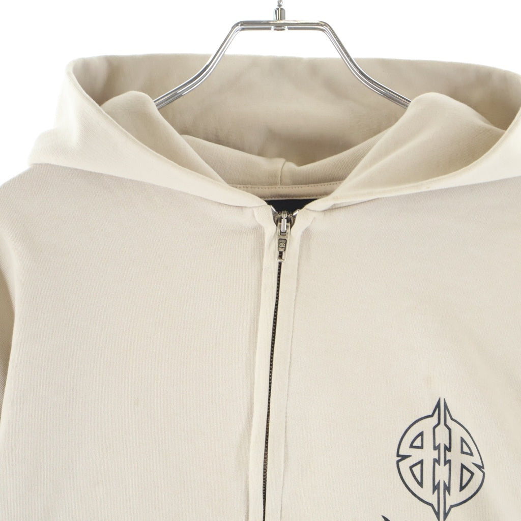 BALENCIAGA(バレンシアガ) BB Metal Stencil Zip-Up Hoodie JP57 2023 00870 BBメタル ステンシルジップアップ フーディーパーカー ベージュ #XS 767857