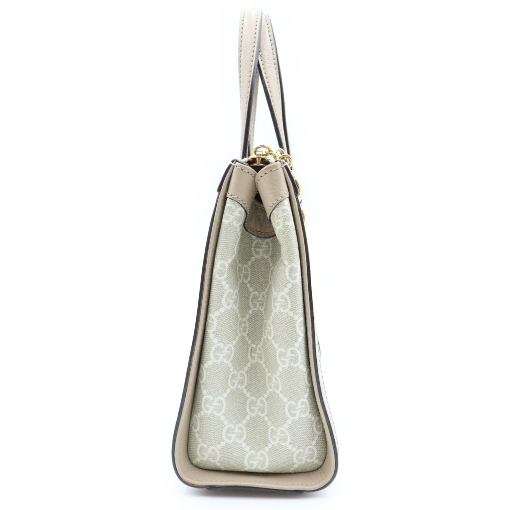 GUCCI(グッチ) オフィディア GGスプリーム スモール 2WAYハンドバッグ ショルダーバッグ ベージュ×ホワイト レザー×PVC 547551 ゴールド金具 レディース