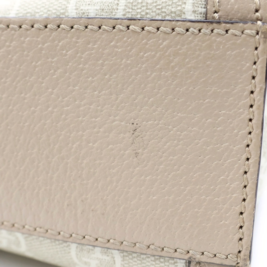 GUCCI(グッチ) オフィディア GGスプリーム スモール 2WAYハンドバッグ ショルダーバッグ ベージュ×ホワイト レザー×PVC 547551 ゴールド金具 レディース