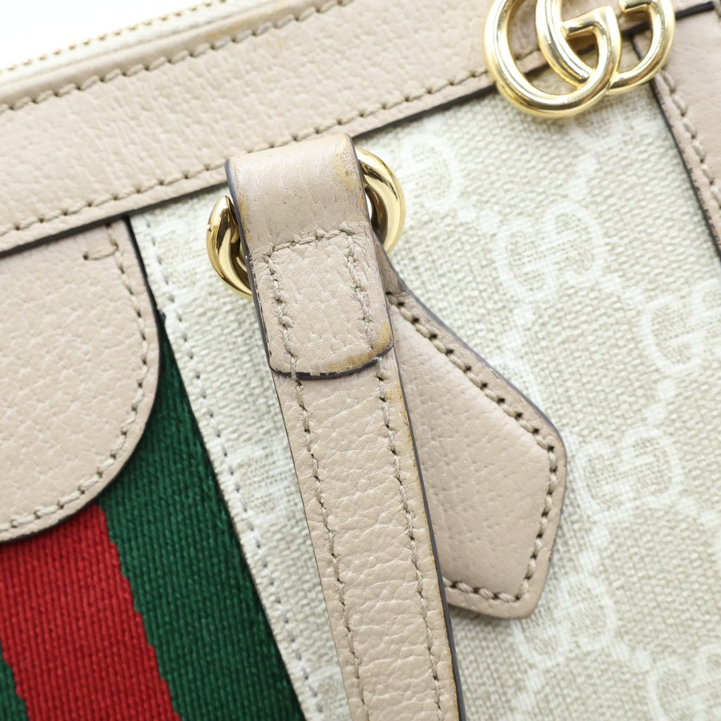 GUCCI(グッチ) オフィディア GGスプリーム スモール 2WAYハンドバッグ ショルダーバッグ ベージュ×ホワイト レザー×PVC 547551 ゴールド金具 レディース