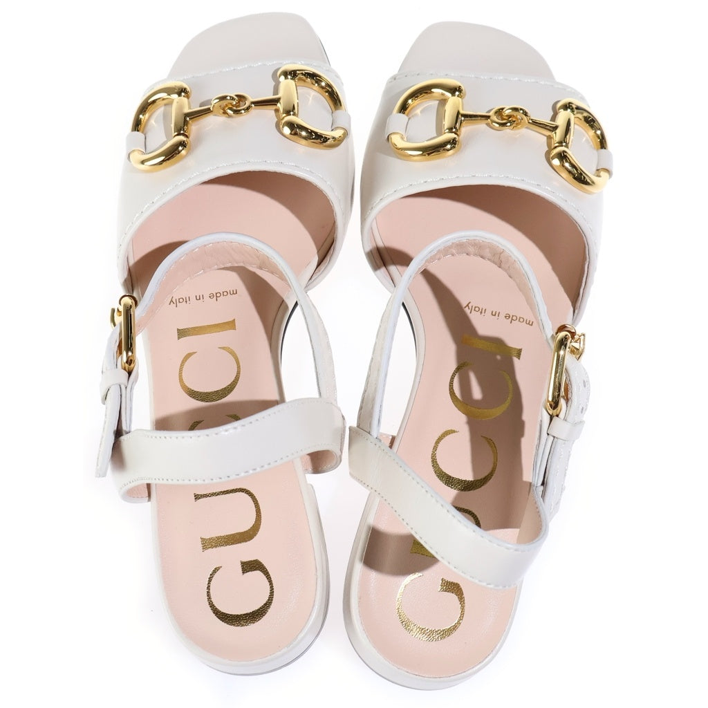 GUCCI(グッチ) ホースビット付きローヒールサンダル 655413 ホワイト レディース